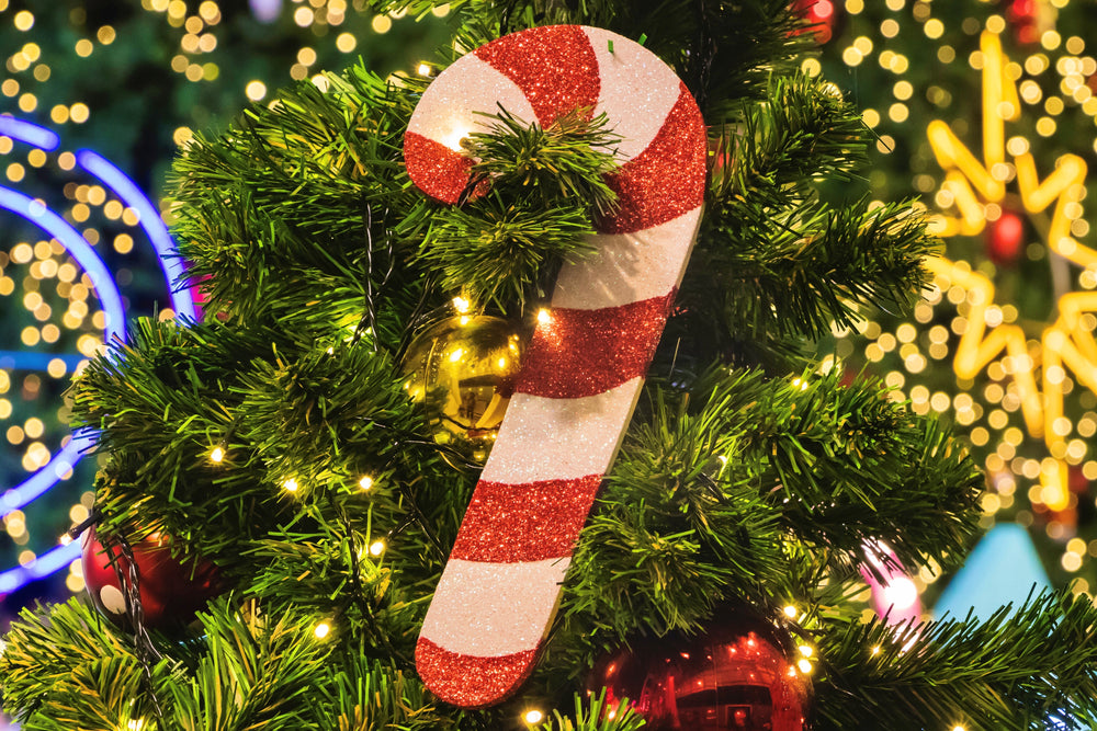 Candy Cane Christmas Tree Ornament with Holiday Lights
