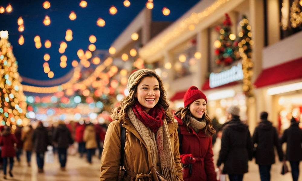 Outdoor shopping center decorated during Christmas for ultimate holiday experience