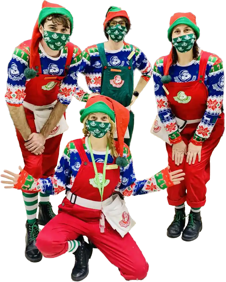 The uniformed Rent-A-Christmas elf squad!