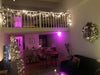 A loft interior decorated for Christmas