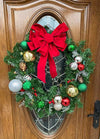 A festive wreath on a front door
