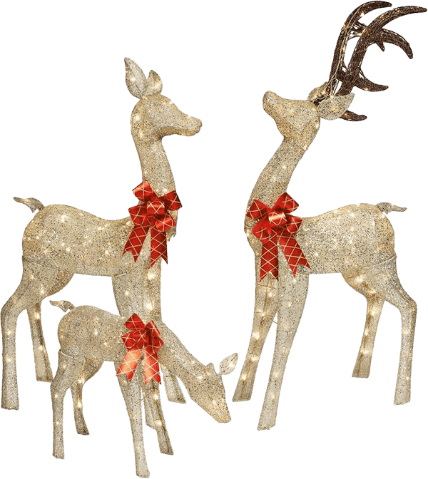 A family of light up golden deer