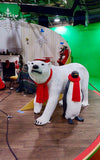 A set decorated for the holidays