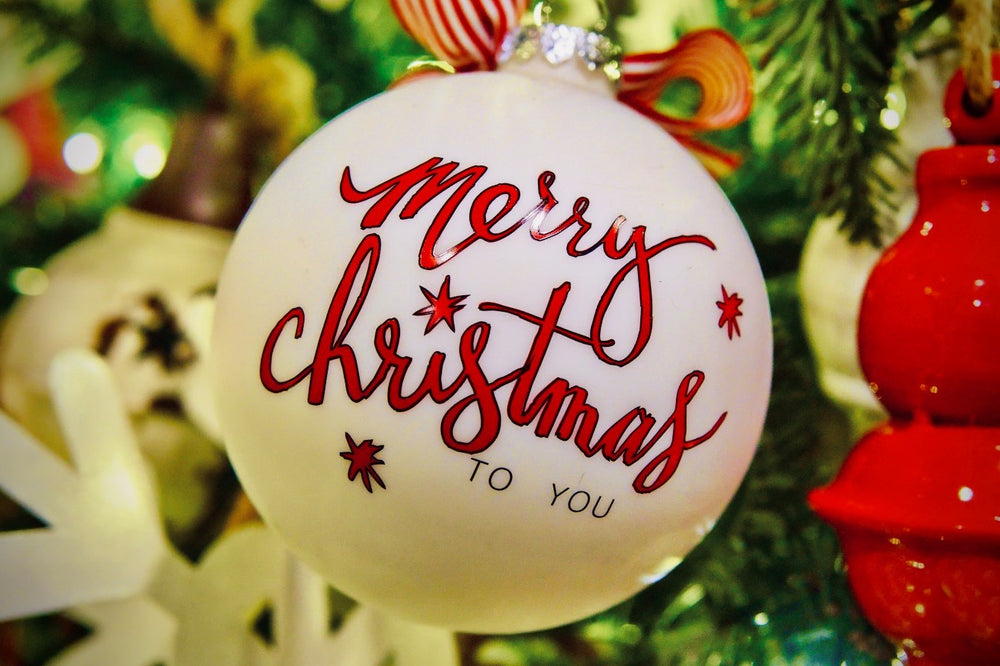 Ornament with the text "Merry Christmas to You" to represent the many ways to say happy holidays around the world.