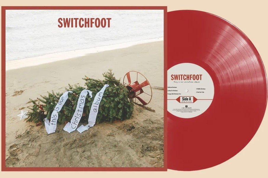 Switchfoot 'this is our Christmas album' cover with red vinyl album 