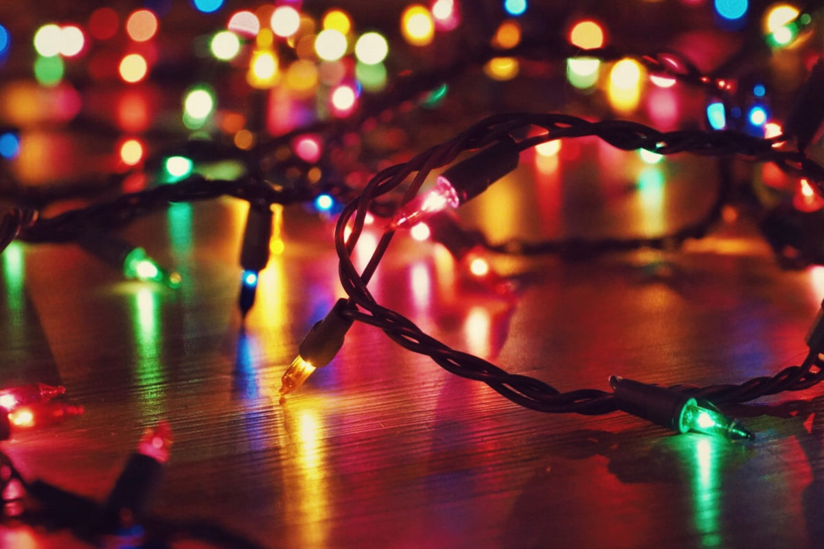 Multicolor Christmas Lights on floor