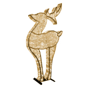 9' 3D Gold LED Deer, Warm White Lights - Christmas Lighting Decor Rental - Rent-A-Christmas