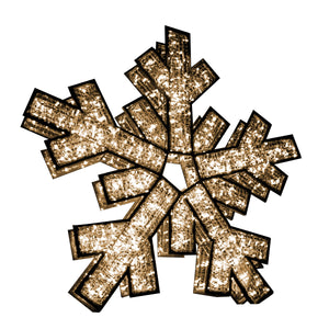 6.5' 3D Gold LED Snowflake, Warm White Lights - Christmas Lighting Decor Rental - Rent-A-Christmas