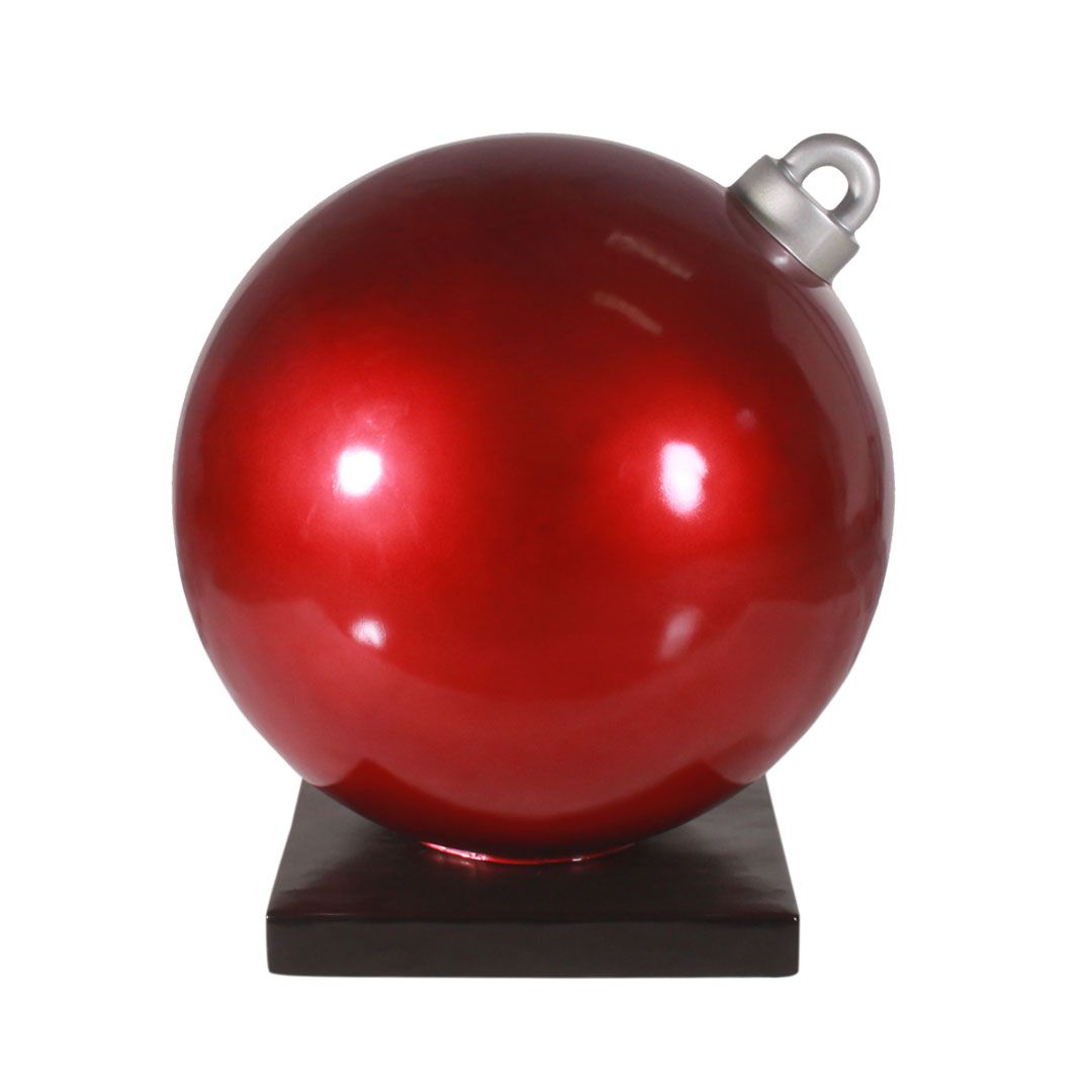 4' Christmas Ornament Ball with Base, Red