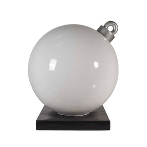 3' Christmas Ornament Ball with Base, White
