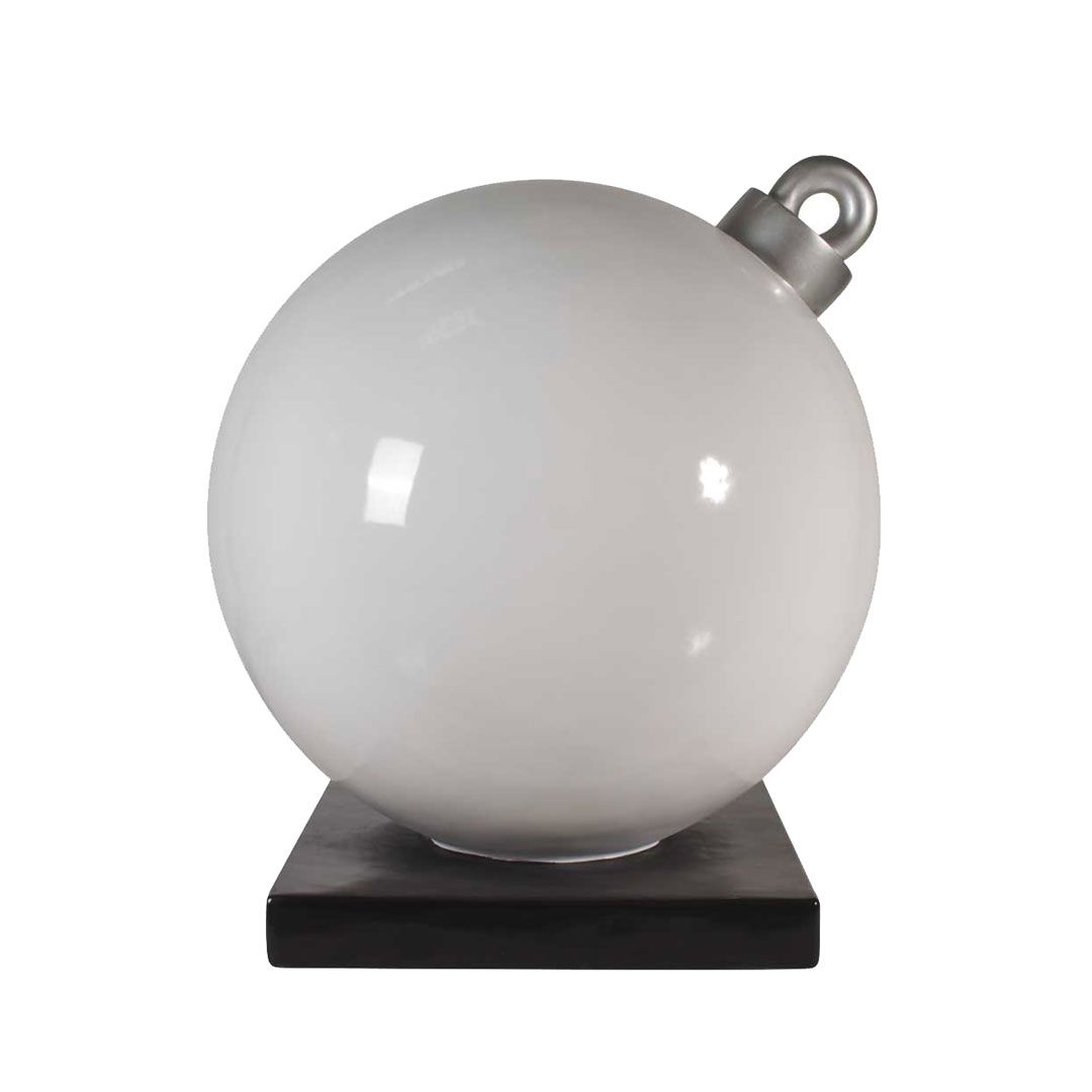 4' Christmas Ornament Ball with Base, White