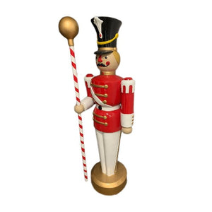 6.3' Toy Soldier with Drum Major's Mace - Red and White - Christmas Rental Package - Rent-A-Christmas