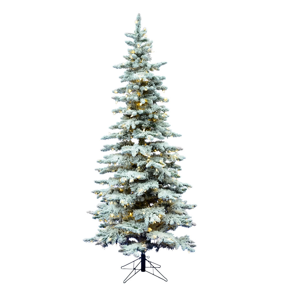 7.5' Slim Winter Wonderland Christmas Tree with White Lights - Christmas Tree Package - artificial Christmas tree package with lights, ornaments, skirt, star and tinsel - Rent-A-Christmas