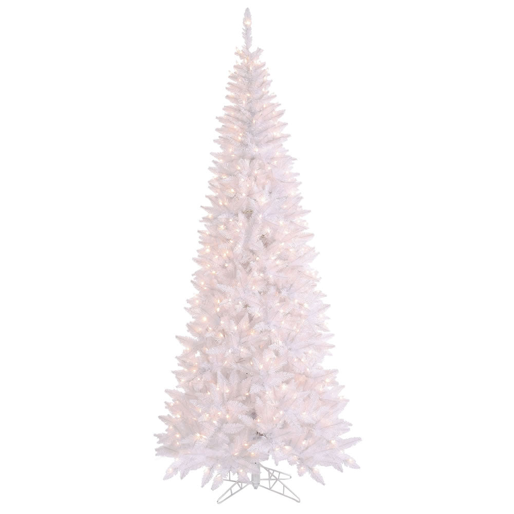 9' Slim White Christmas Tree , Warm White LED Lights - Artificial Christmas Tree Rental - Rent-A-Christmas