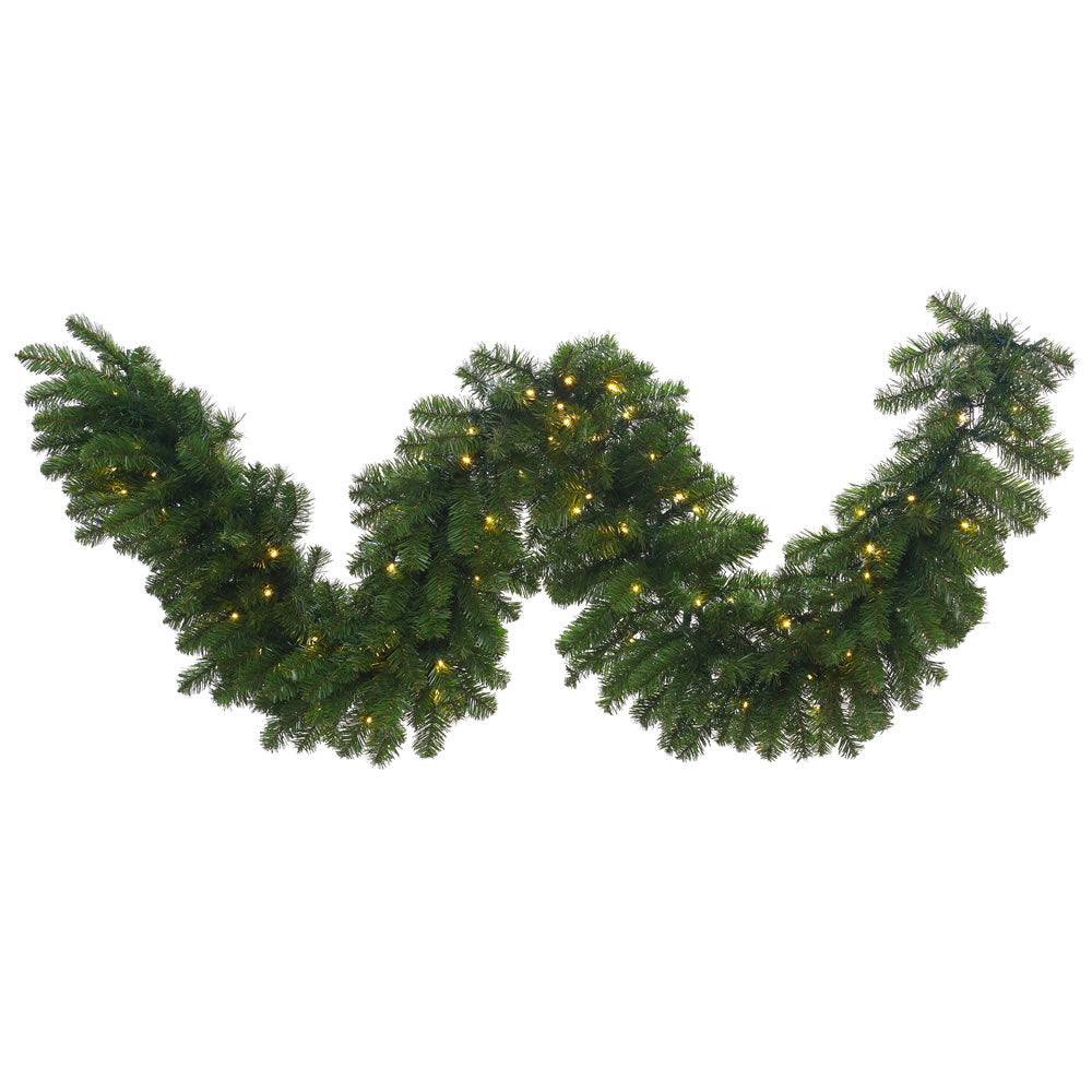 9'x18" Town Square Garland - Artificial Evergreen Christmas Garland with Warm White Lights - Rent-A-Christmas